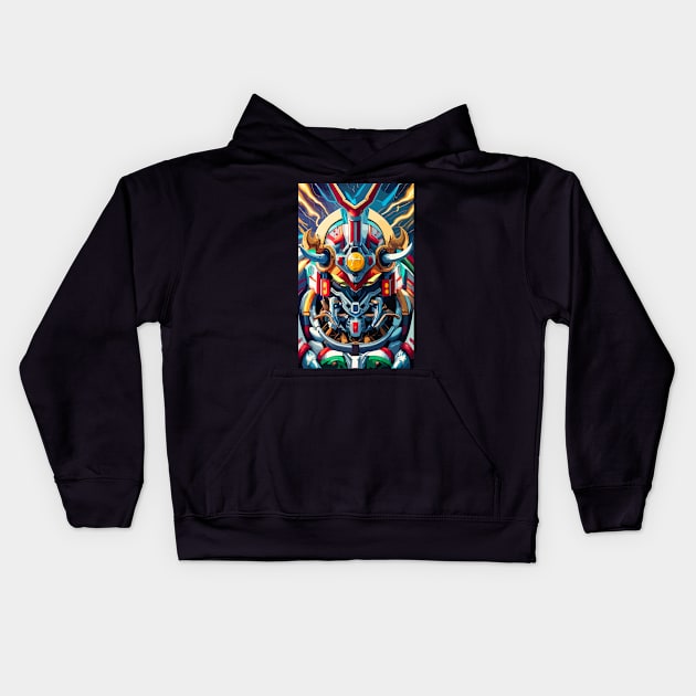 Mecha Oni Samurai Mask Kids Hoodie by Mecha Design by MechaRon